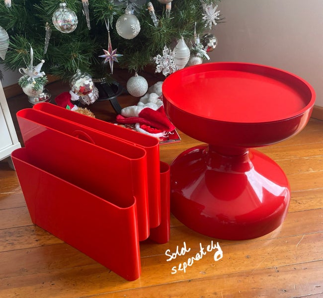 Vintage Kartell Stool (Table) Cherry Red Carousel 6