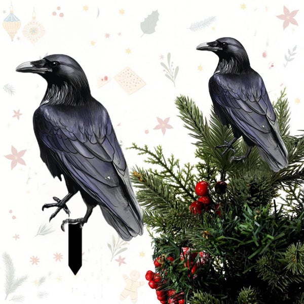 Black Crow Yard Stakes - Weatherproof Halloween & Christmas Decor for Garde Carousel 1