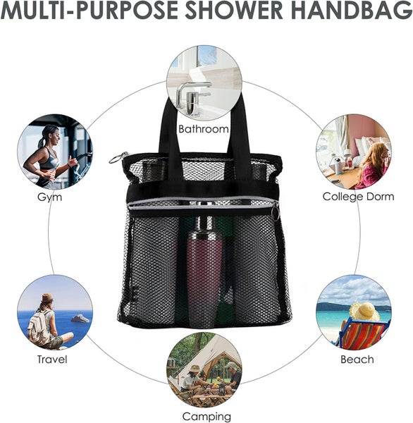 2 Packs Mesh Shower Caddy, Portable Shower Tote Bag for College Dorm, Trave Carousel 2