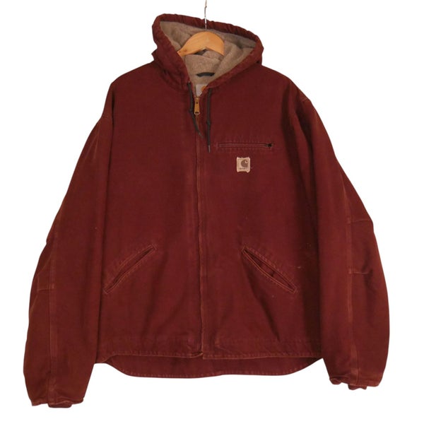 Vintage 2004 Carhartt Fleece Lined Red Hooded Active Jacket XXL Carousel 1