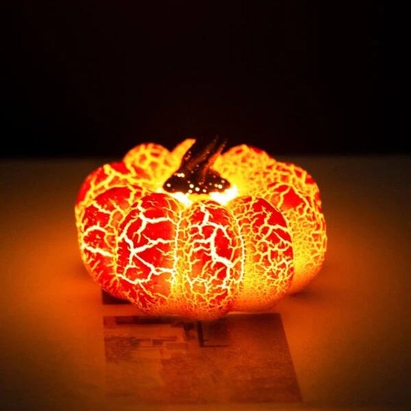 Glass LED Pumpkins Light with Timer for Halloween Pumpkin Decorations Fall Carousel 9