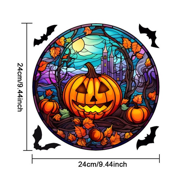 Colorful Halloween Window Stickers - Jumbo 24x24cm PVC Decals (Eco-Friendly Carousel 2