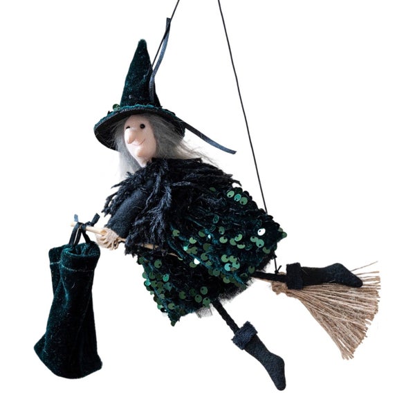 Halloween Witch Doll Pendant - Hanging Decor with Bells, Cloth Witch Orname Carousel 2