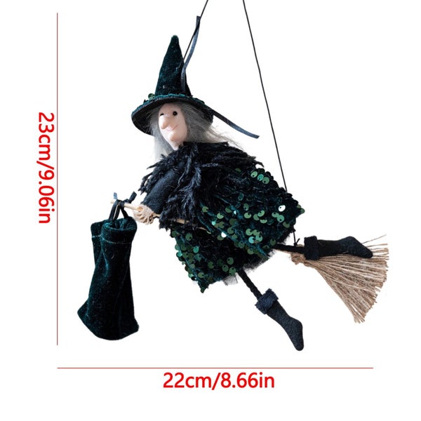 Halloween Witch Doll Pendant - Hanging Decor with Bells, Cloth Witch Orname Carousel 3