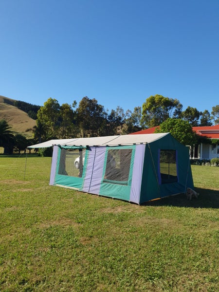 Classic canvas two-room tent, 16' x 12' plus a sunroom64751371883395110