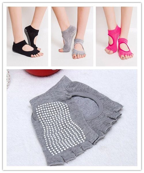Sports Non-Slip Half Toe Yoga Pilates Ankle Grip Socks 5-Toe Massage Socks Carousel 1