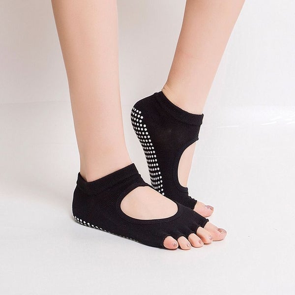 Sports Non-Slip Half Toe Yoga Pilates Ankle Grip Socks 5-Toe Massage Socks Carousel 5