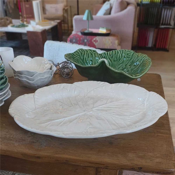 Bordallo Pinheiro Cabbage Oval Platter White Small 37.5cm Carousel 2