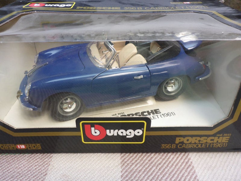 Vintage Boxed Bburago 1/18 Scale Diecast Toy Model Porsche 356B Cabriolet 1961 Carousel 2