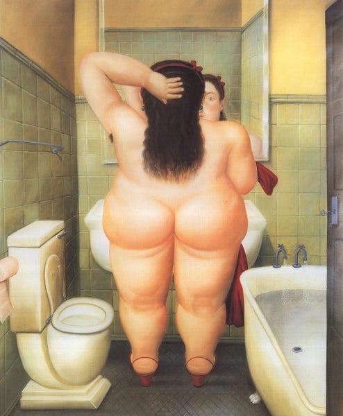 Framed $1 RESERVE 1 Panel Canvas Art Print - The Bath by FERNANDO BOTERO 199164757980419586110