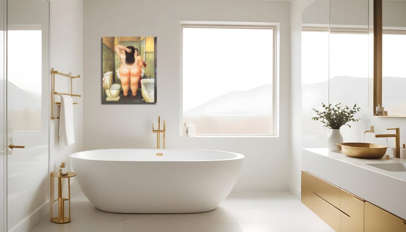 Framed $1 RESERVE 1 Panel Canvas Art Print - The Bath by FERNANDO BOTERO 199164757980419586111