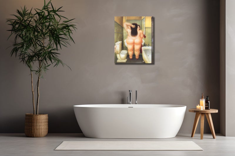 Framed $1 RESERVE 1 Panel Canvas Art Print - The Bath by FERNANDO BOTERO 199164757980419586112
