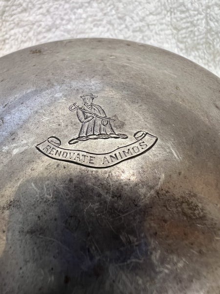 Antique Silver Capstan Inkwell 1926 Birmingham - Clan Kinnear Crest Carousel 1