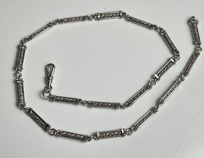 Fancy Link Sterling Silver Albert Fob Chain Necklace Carousel 2