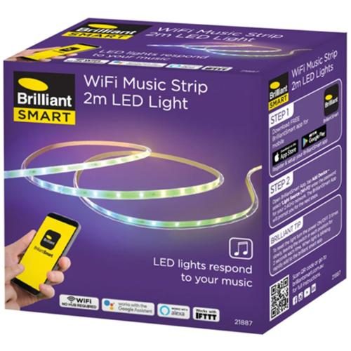 Brilliant Smart Smart WiFi Music LED Strip (2m) RGB+White LED strip responds to Carousel 1
