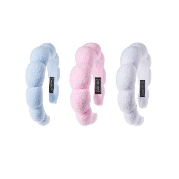 Makeup Headband for Skincare and Makeup, 3pcs Pink White Blue NZ STOCK Carousel 2