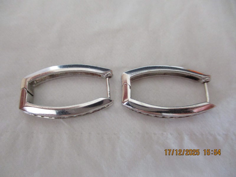 10kt White Gold Diamond Hoop Earrings stamped Carousel 2