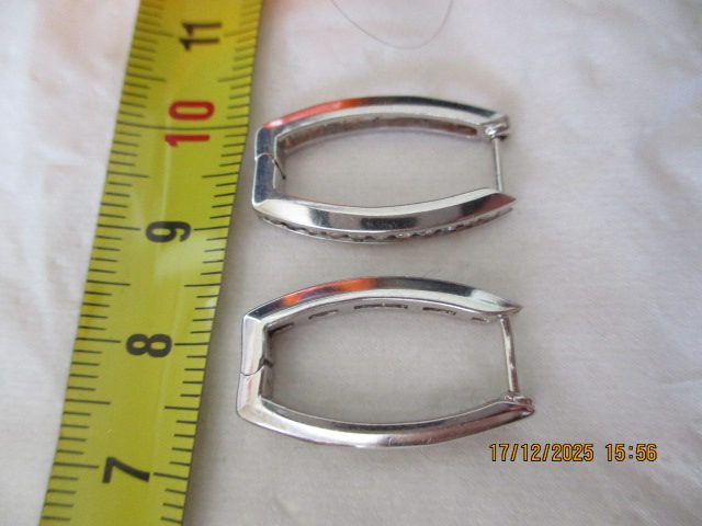 10kt White Gold Diamond Hoop Earrings stamped Carousel 7