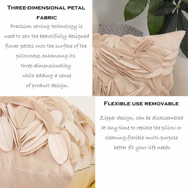 Pillow Cover Scandinavian Style Solid Color Pillow Cover with Leaf Design, Carousel 7