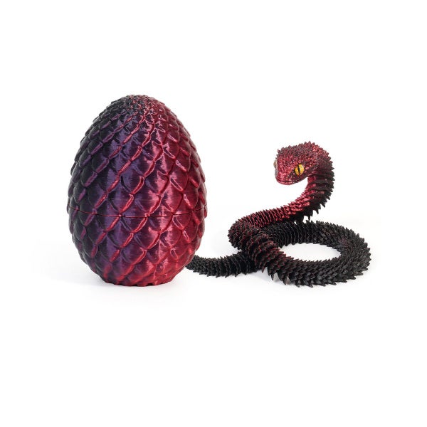 Laser Red Black 3D Printed Viper Dragon Egg Set Movable Joint Toy Popular Easter Carousel 2