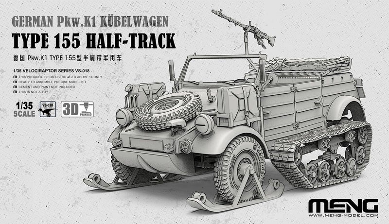 Meng Model 1/35 Scale German Pkw.K1 Kubelwagen Type 155 Half-Track VS-018 Pla... Carousel 1