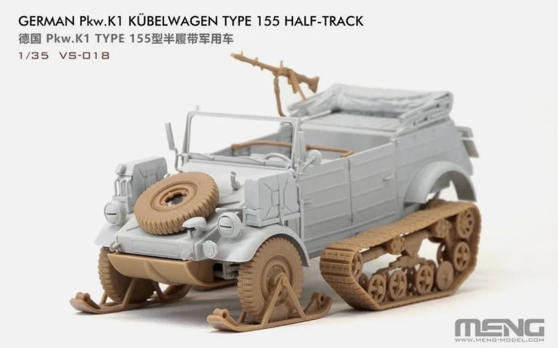 Meng Model 1/35 Scale German Pkw.K1 Kubelwagen Type 155 Half-Track VS-018 Pla... Carousel 2