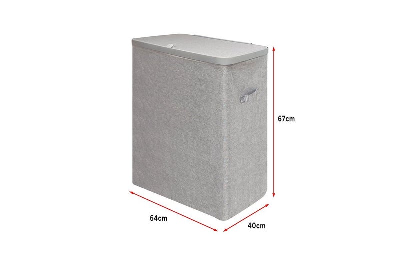 Ovela 120L Laundry Separation Basket with Lid - 3 Sections (Light Grey) Carousel 13