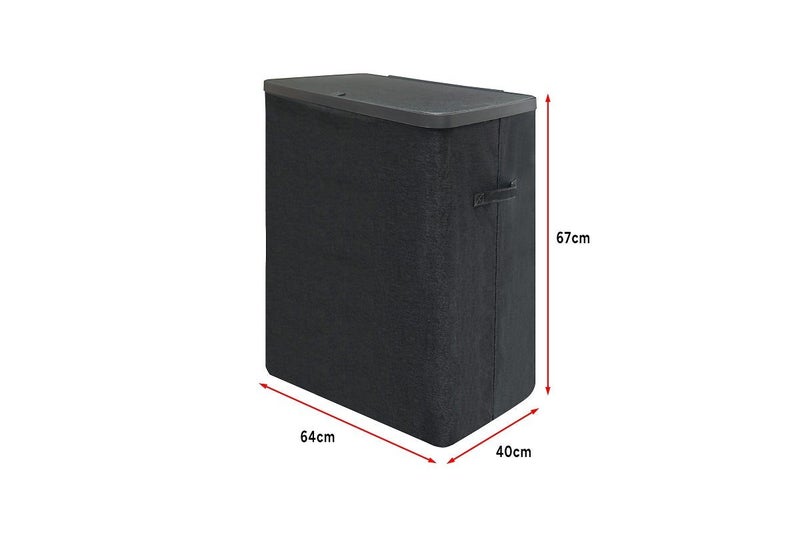 Ovela 120L Laundry Separation Basket with Lid - 3 Sections (Dark Grey) Carousel 13