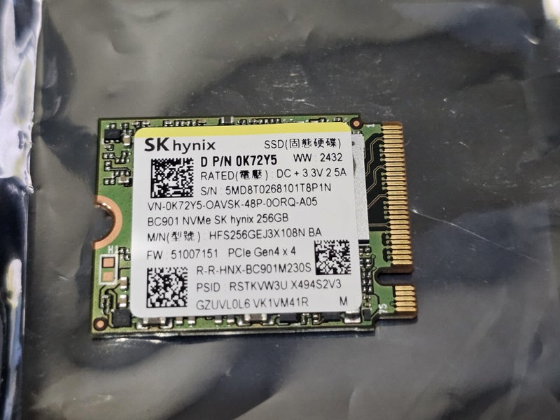 *New* NVME SSD 256GB 2230 (SK HYNIX or Samsung) Carousel 2