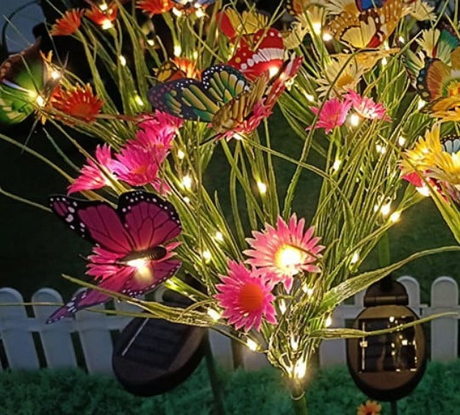 Solar Garden Lights,Colors Changing Butterflies And Fourteen DaisiesCombina Carousel 1