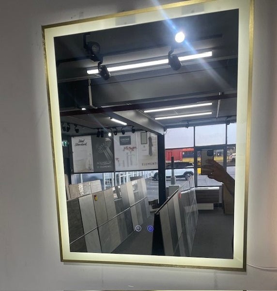 led Mirror 750 x 600 Brushed Gun Metal or Gold Frame Carousel 4