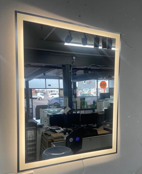 led Mirror 750 x 600 Brushed Gun Metal or Gold Frame Carousel 1