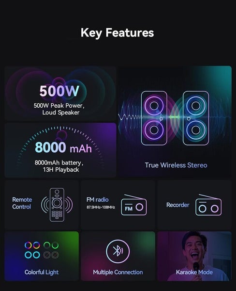 Bluetooth Speaker Bluetooth Speakers GREEN KEEPER Karaoke Carousel 9