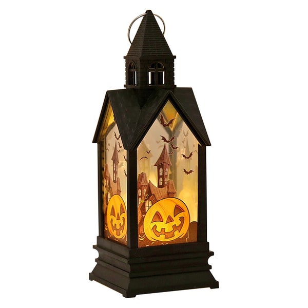 Halloween Decoration Pendant Night Light Electronic Candle Castle Wind Lamp Carousel 1