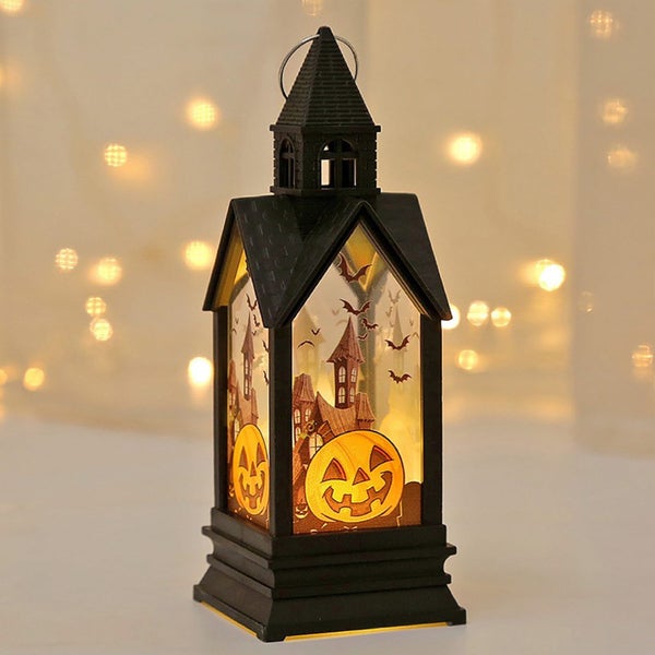 Halloween Decoration Pendant Night Light Electronic Candle Castle Wind Lamp Carousel 4
