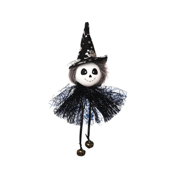 Halloween Hanging Ornament with Bells, Black Cat Pumpkin Ghost Witch Dolls Carousel 1
