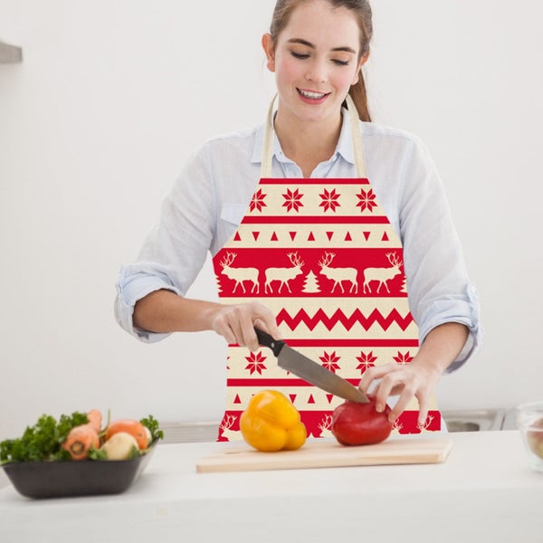 Christmas Apron ! Christmas Holiday Linen Apron, Festive Kitchen Cooking Ap Carousel 6