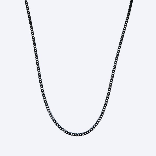 Onyx Black Cuban Cut Chain Necklace Set Carousel 5