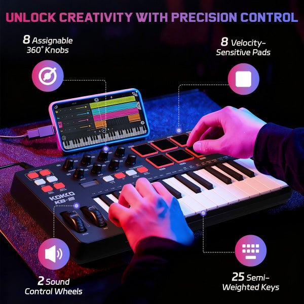 USB MIDI Keyboard Controller Drum Pads Carousel 10