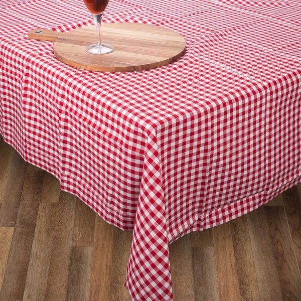 Rans Gingham Tablecloth Large Red 150x360cm Carousel 1