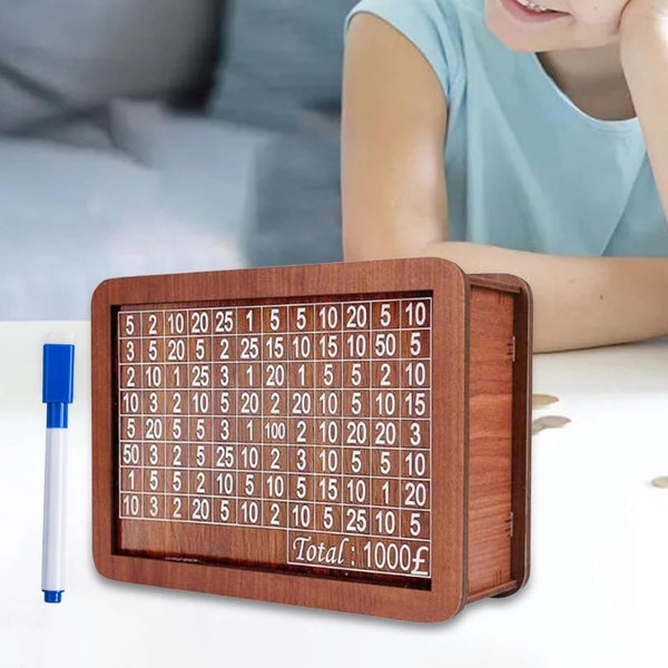 $1000 Savings Challenge Box - Cash Vault Wooden Money Savings Box for Adult Carousel 8