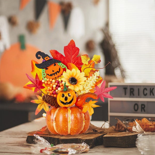 11in Fake Pumpkin Decor - Halloween & Thanksgiving Table Centerpiece (Reali Carousel 6