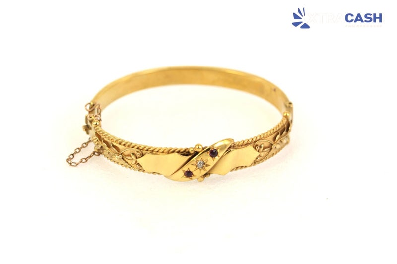 9ct Yellow Gold, Ruby and Diamond Bangle Carousel 1