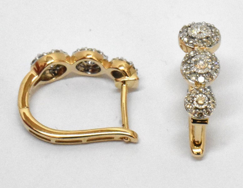 $1,800 9ct Yellow Gold U-Hoop Diamond Earrings TCW 0.50cts!! 187878 Carousel 1