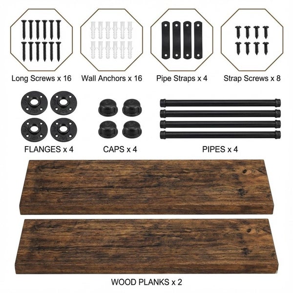 2 Pack Industrial Floating Wall Shelves 60CM Carousel 7