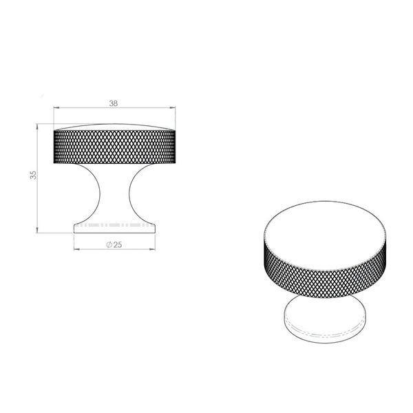 Alexander and Wilks Berlin Knurled Cupboard Knob 38mm - Available in Various ... Carousel 3