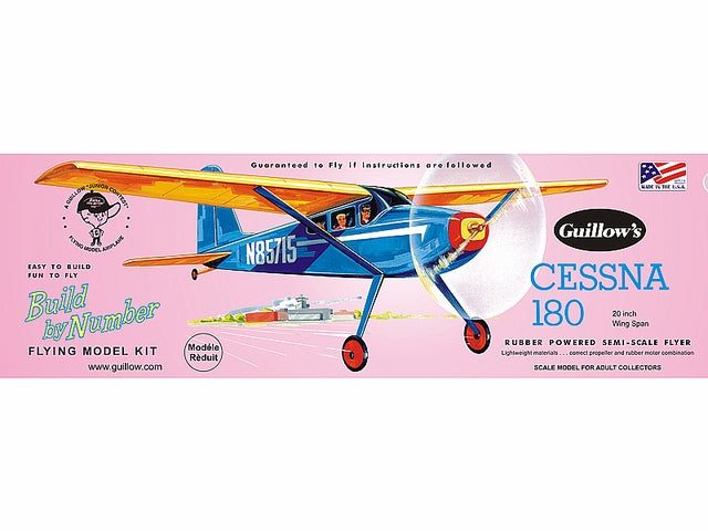Guillows Cessna 180 508mm WS Balsa ModelKit. Free Flt/Pwrd or Static Carousel 1