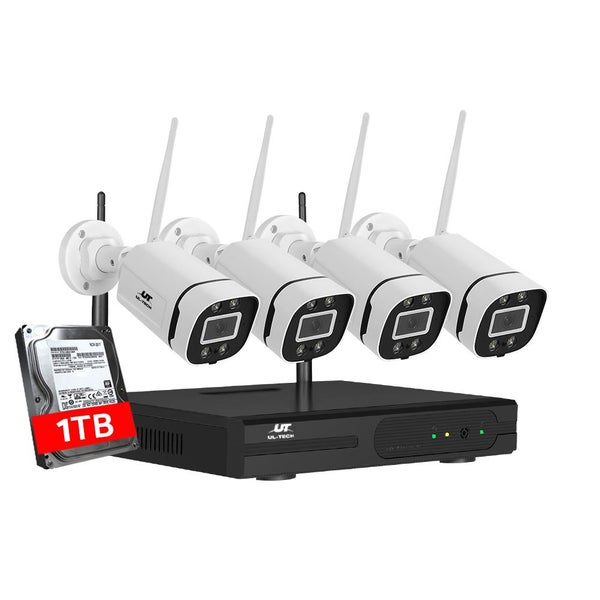 Ul Tech Wireless Cctv Security System 8Ch Nvr 3Mp 4 Square Cameras 1Tb Carousel 1