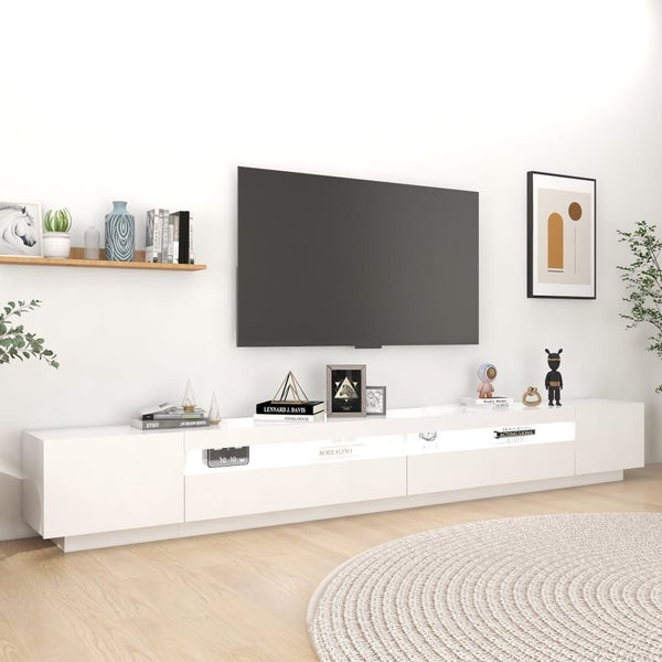 Vidaxl Tv Cabinet With Led Lights White 300X35x40 Cm Carousel 2