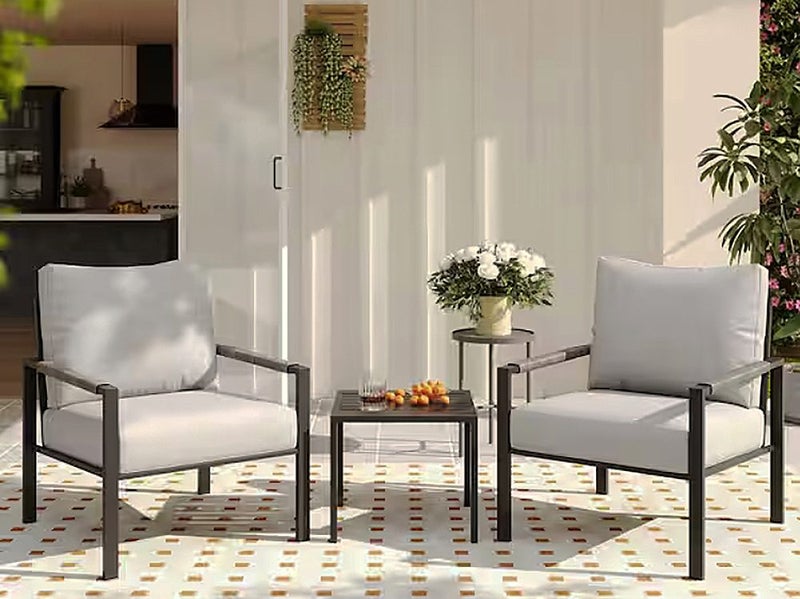 Coral Outdoor Chair Set Balcony Outdoor Sofa Light Grey Carousel 2